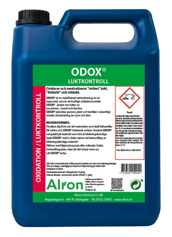 Alron Odox Odor control. Mold remediation and oxidizers. Product disinfectant Odox