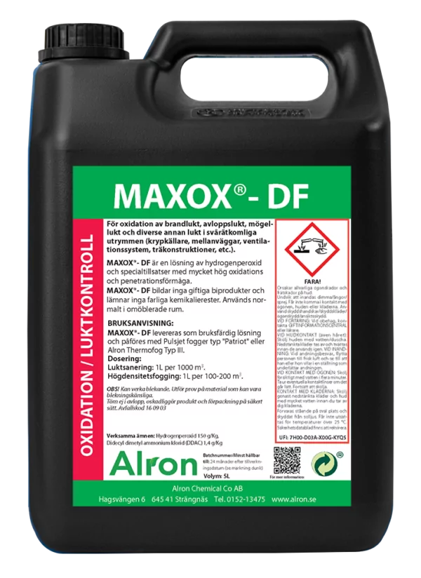 Alron Maxox - DF Odor control. Mold remediation and oxidizers. Product disinfectant Maxox - DF